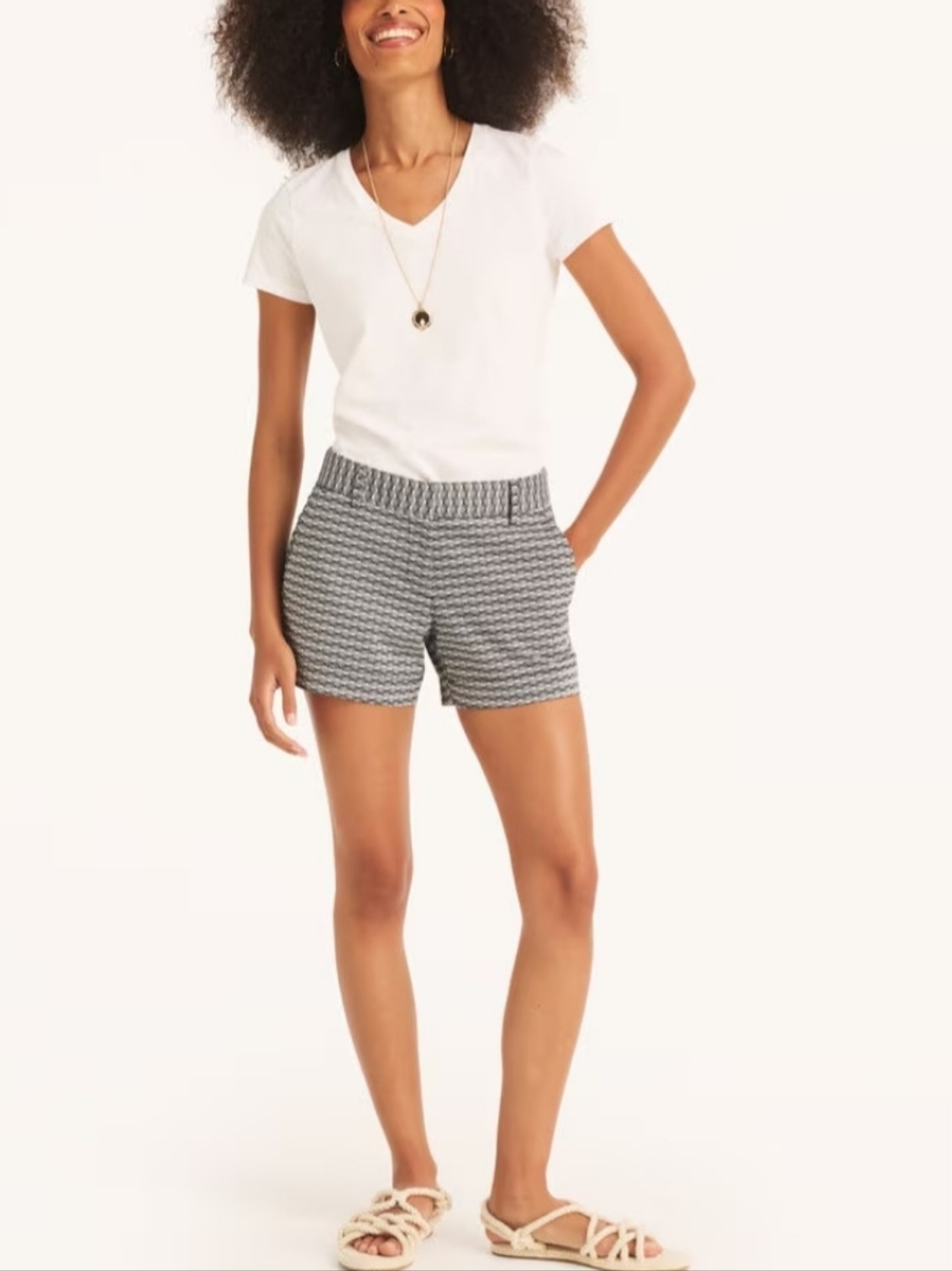 Nautica Navy and Cream Patterned Shorts Summer